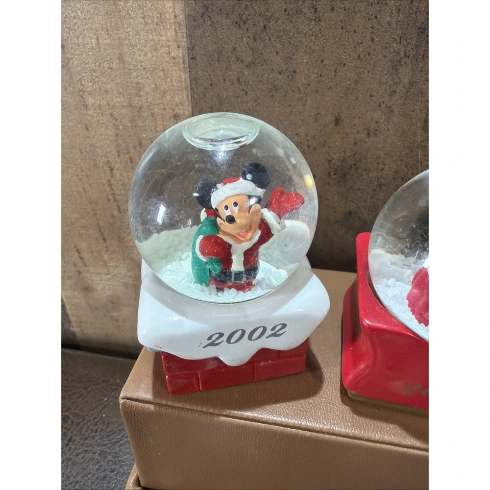 Lot of 4 Vintage Disney JCPenney Mickey Mouse Christmas Miniature Snow Globes